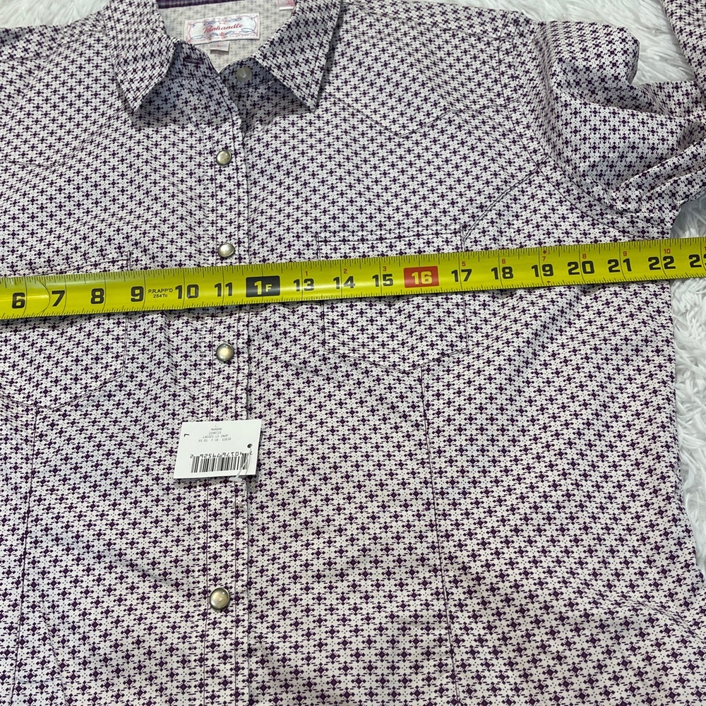 PANHANDLE WOMENS SIZE L Purple WESTERN Checkered Shirt. PEARL SNAPS - Picture 8 of 11